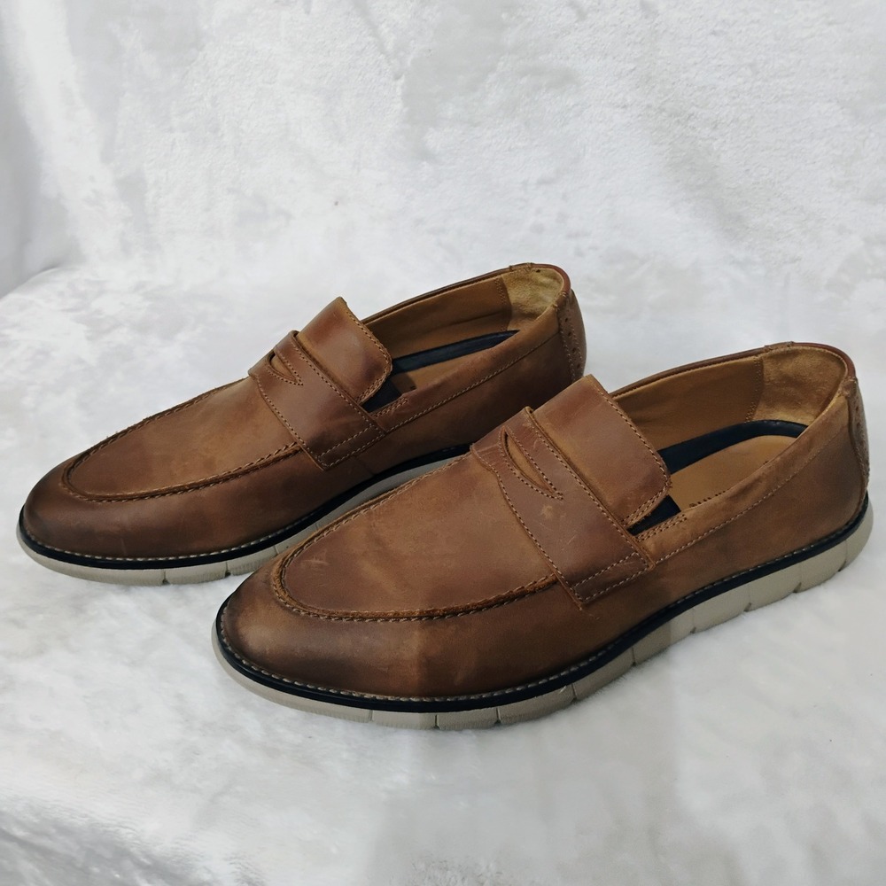 Johnston & Murphy McGuffey Penny Loafer Brown Leather Mens 8 M Sheepskin